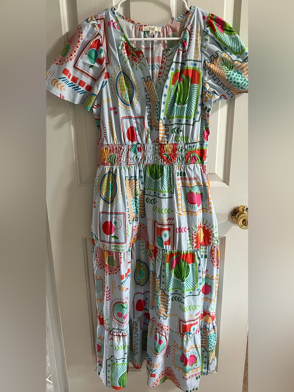Easel Poplin Fruit Print Midi Dress - Picture 3 of 8